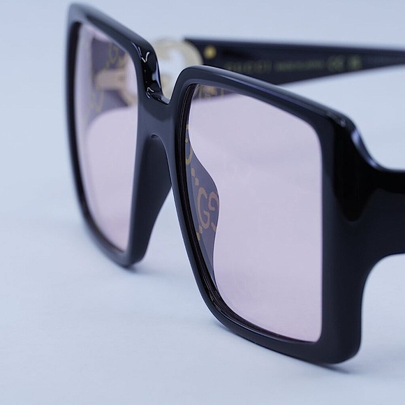 🕶️ New Gucci GG1692S 006 Sunglasses - Black Frame, /Pink with GG Pattern Lenses - Picture 5 of 13